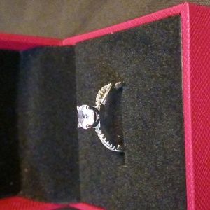 1 Carat Moissanite ring silver tone band